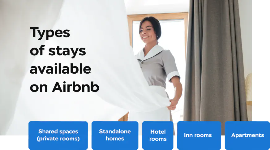 Types of stays listed on Airbnb