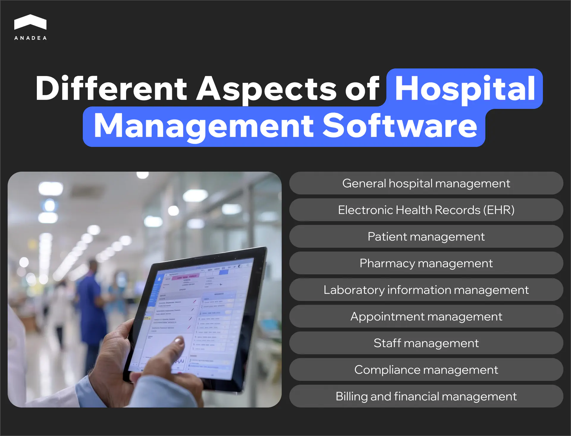 Different aspects of hospital management software